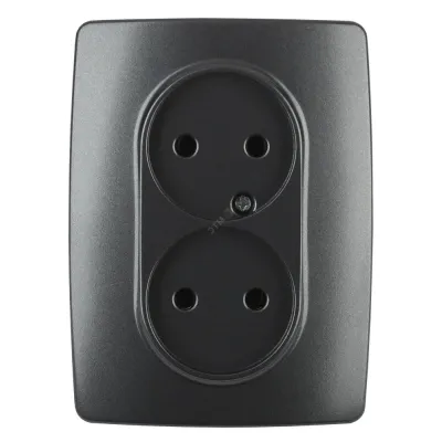 12-2107-05 ЭРА Розетка 2X2P, 16A-250В, IP20, Эра12, антрацит (10/100/1600)
