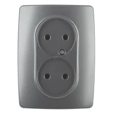 12-2107-12 ЭРА Розетка 2X2P, 16A-250В, IP20, Эра12, графит (10/100/1600)