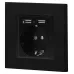 Розетка Intro Accent 6-410-05 , P+E Schuko со шторками, 16А-250В + 2хUSB, IP20, СУ, антрацит
