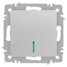 Выключатель Intro Accent 6-102-03 с подсветкой, 10А-250В, IP20, СУ, AL/CU, алюминий