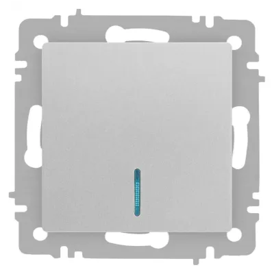 Выключатель Intro Accent 6-102-03 с подсветкой, 10А-250В, IP20, СУ, AL/CU, алюминий