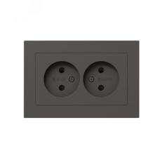 Механизм розетки двойной  16А  без заземления  со шторками  с рамкой  мокко Эпика EKF