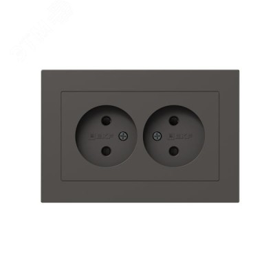 Механизм розетки двойной  16А  без заземления  со шторками  с рамкой  мокко Эпика EKF