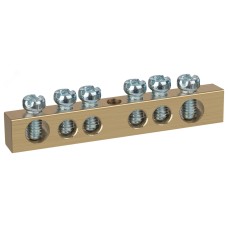 Шина ЭРА NO-122-13 PEN земля-ноль 6х9мм 6/1 латунная с креплениями по центру