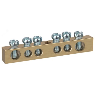 Шина ЭРА NO-122-13 PEN земля-ноль 6х9мм 6/1 латунная с креплениями по центру