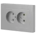 Розетка Intro Accent 6-204-03 2х2P, 16А-250В, IP20, СУ, AL/CU, алюминий