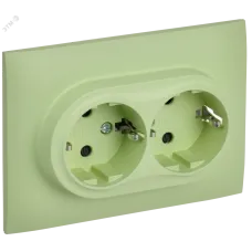 SKANDY Розетка 2-местная с заземлением с защитными шторками 16А в сборе SK-R07G мятный IEK