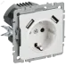 BRITE Розетка 1-местная с заземлением с защитными шторками 16А с USB A+A 5В 3,1А РЮш10-2-БрАБ арктический белый IEK