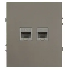 Розетка скрытого монтажа в рамку информационная двойная 2XRJ45 титан 16-3108-07 Arktik