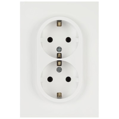 Розетка скрытого монтажа в рамку двойная с заземлением 2X2P+E Schuko со шторками 16А-250В белый матовый 16-2105-08 Arktik