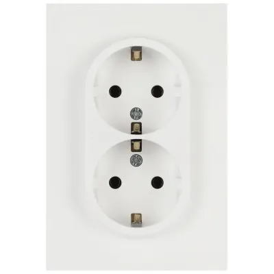 Розетка скрытого монтажа в рамку двойная с заземлением 2X2P+E Schuko со шторками 16А-250В белый матовый 16-2105-08 Arktik