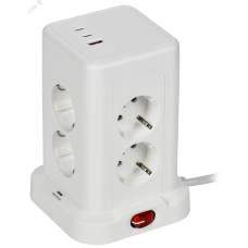 DOMINIC Удлинитель У08K 8 мест 2P+PE 1,5м 3х1,0мм2 16А/250В USB A+C 20Вт белый IEK