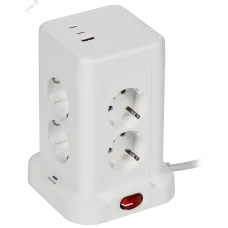 DOMINIC Удлинитель У08K 8 мест 2P+PE 1,5м 3х1,0мм2 16А/250В USB A+C 20Вт белый IEK