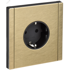 FORTE&PIANO Розетка 1-местная с заземлением без защитных шторок винтовое крепление 16А FP616M металл шампань IEK