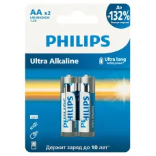 Батарейки Philips LR6E2W/51 АА алкалиновые 1,5v 2 шт. LR6-2BL Ultra (2/24/144/11520)