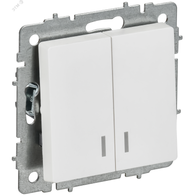 BRITE Выключатель 2-клавишный с индикацией 10А ВС10-2-1-БрАБ арктический белый IEK