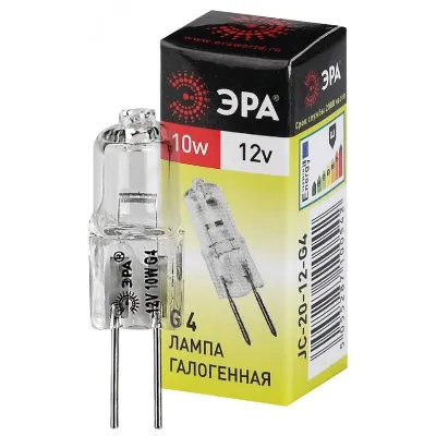 Лампочка галогенная ЭРА G4-JC-10W-12V G4 10Вт капсула теплый белый свет