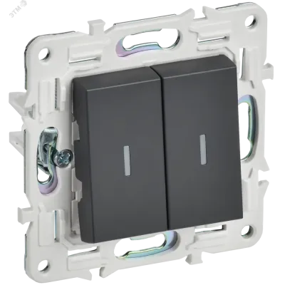 SKANDY Выключатель 2-клавишный проходной с индикацией 10А SK-V10T титан IEK