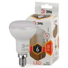 Лампочка светодиодная ЭРА STD LED R50-6W-827-E14 Е14 / Е14 6Вт рефлектор теплый белый свет