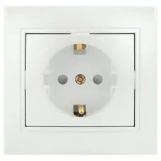 Розетка Intro Plano 1-206-06 с заземлением 2P+E Schuko со шторками, 16А-250В, IP20, СУ, перламутр