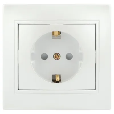 Розетка Intro Plano 1-206-06 с заземлением 2P+E Schuko со шторками, 16А-250В, IP20, СУ, перламутр