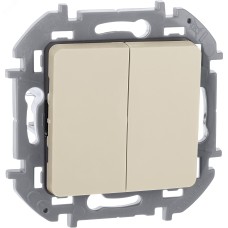 Выключатель 2-клавишный 10АХ безвинтовое крепление слоновая кость INSPIRIA