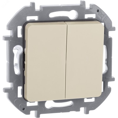 Выключатель 2-клавишный 10АХ безвинтовое крепление слоновая кость INSPIRIA