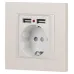 Розетка Intro Accent 6-410-06 , P+E Schuko со шторками, 16А-250В + 2хUSB, IP20, СУ, перламутр