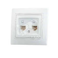 Мира Розетка RJ 45x2 белый с вставкой белый