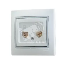 Мира Розетка RJ 45+RJ 11 белый с вставкой серый