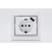 Розетка Мира с/з 16A с USB 2.1A скрытой установки белая с серой вставкой