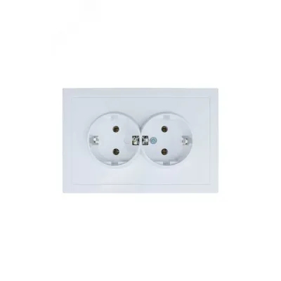 ZIMA Розетка двойная с заземлением 16А, механизм, белая Lezard 704-0200-127BQC