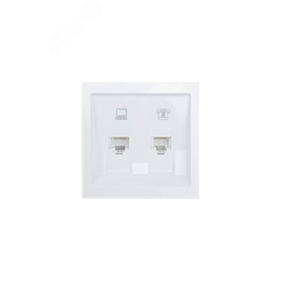 ZIMA Розетка компьютер+телефон белая Lezard 704-0288-143