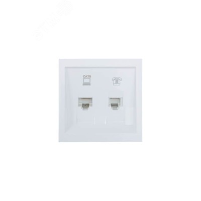 ZIMA Розетка компьютер Cat 6 + телефон, механизм, белая Lezard 704-0288-144