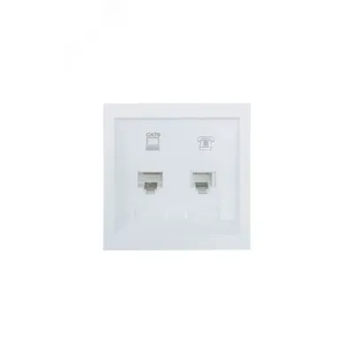 ZIMA Розетка компьютер Cat 6 + телефон, механизм, белая Lezard 704-0288-144