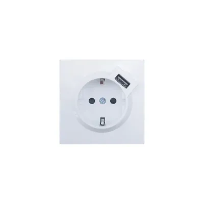 ZIMA Розетка с заземлением (16 А) + USB ,механизм, белая Lezard 704-0288-181