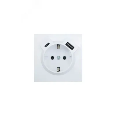 ZIMA Розетка с заземлением (16 А) + TC + USB ,механизм, белая Lezard 704-0288-181TC