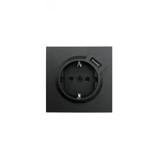ZIMA Розетка с заземлением (16 А) + USB ,механизм, черный бархат Lezard 704-4288-181