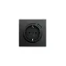 ZIMA Розетка с заземлением (16 А) + USB ,механизм, черный бархат Lezard 704-4288-181