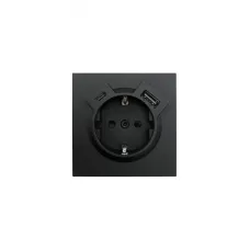 ZIMA Розетка с заземлением (16 А) + TC + USB ,механизм, черный бархат Lezard 704-4288-181TC