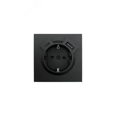 ZIMA Розетка с заземлением (16 А) + TC + USB ,механизм, черный бархат Lezard 704-4288-181TC