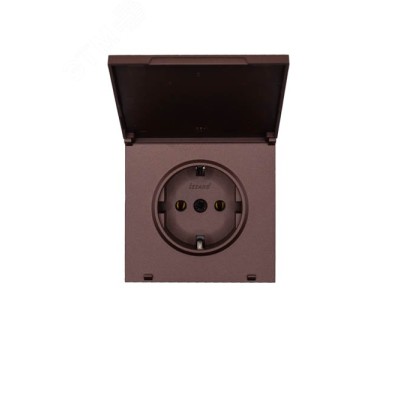 ZIMA Розетка с заземлением с крышкой, 16 А, механизм, шоколад Lezard 704-7388-123BQC