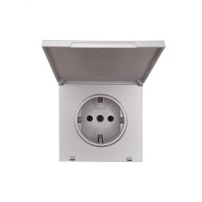 ZIMA Розетка с заземлением с крышкой, 16 А, механизм, серый матовый Lezard 704-7488-123BQC