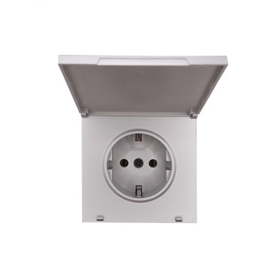 ZIMA Розетка с заземлением с крышкой, 16 А, механизм, серый матовый Lezard 704-7488-123BQC