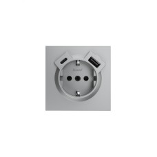 ZIMA Розетка с заземлением (16 А) + TC + USB ,механизм, серый матовый Lezard 704-7488-181TC