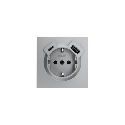 ZIMA Розетка с заземлением (16 А) + TC + USB ,механизм, серый матовый Lezard 704-7488-181TC