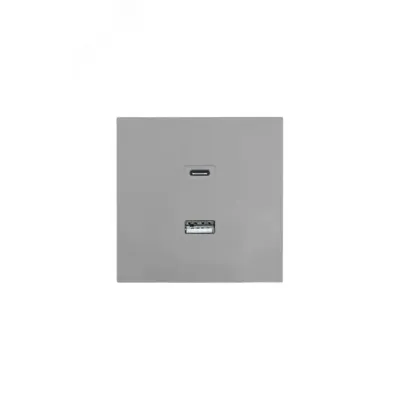 ZIMA Розетка TC+ USB, механизм, серый матовый Lezard 704-7488-192TC