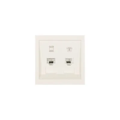 ZIMA Розетка компьютер Cat 6 + телефон, механизм, слоновая кость Lezard 704-9088-144