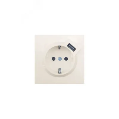 ZIMA Розетка с заземлением (16 А) + USB ,механизм, слоновая кость Lezard 704-9088-181