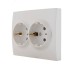 KARINA Розетка двойная с/з керамика жемчужно-белый перламутр (10шт/120шт)